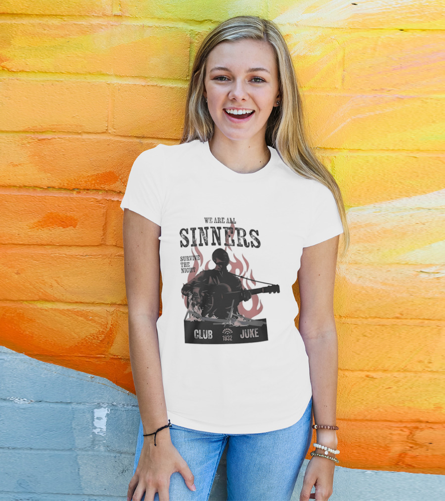 We Are All Sinners Survive The Night Club 1932 Juke Flames Guitar T-Shirt