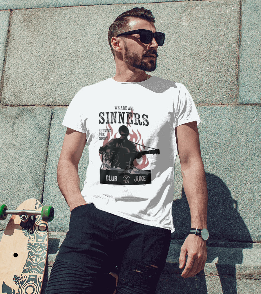 We Are All Sinners Survive The Night Club 1932 Juke Flames Guitar T-Shirt
