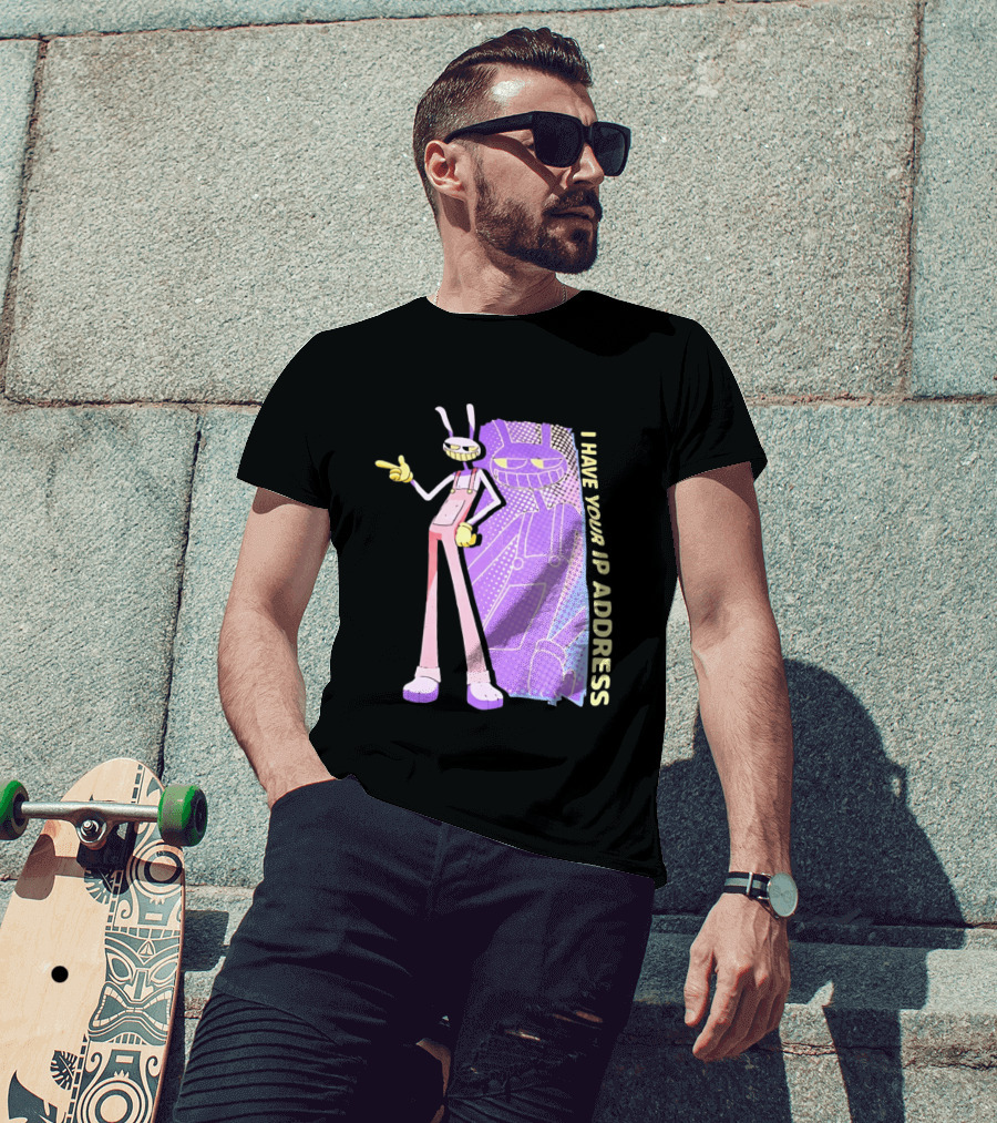 Jax I Have Your IP Address Meme Character In Overalls T-Shirt