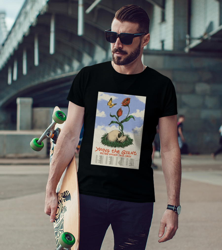 Young The Giant Victory Garden Tour 2026 Skull Flower Butterfly Google Ads Poland Ireland Dates T-Shirt