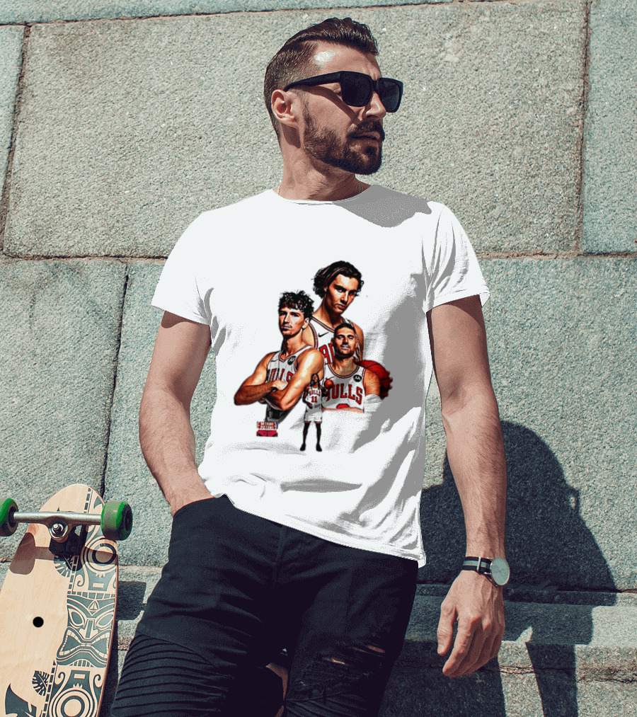 Classic Chicago Bulls NBA 2025 Season Opener Players Montage T-Shirt