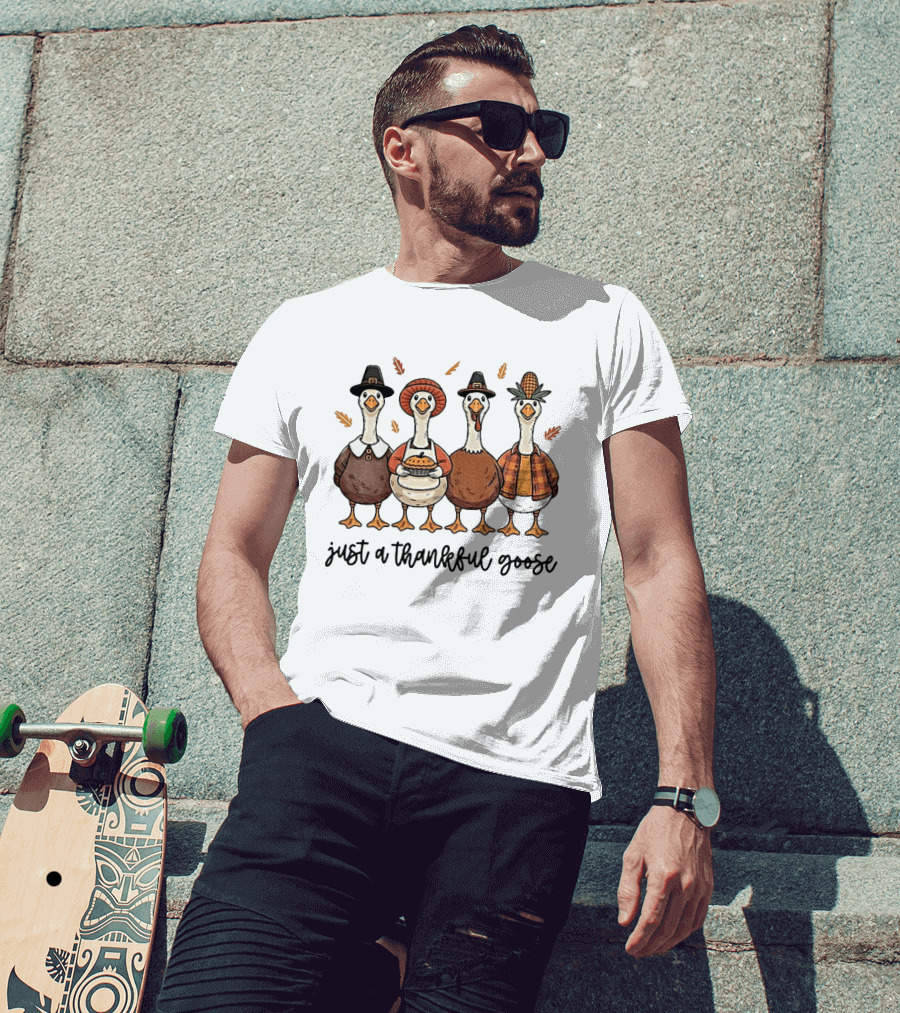 Thankful Goose Thanksgiving Characters 2025 T-Shirt