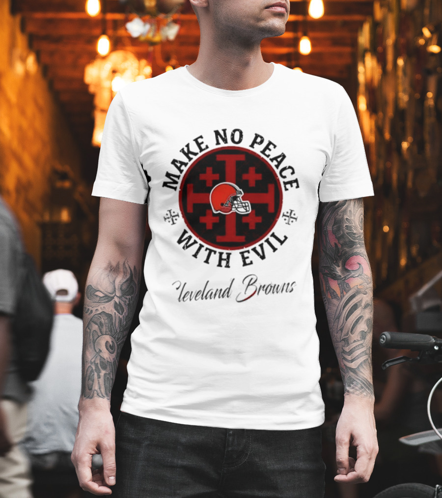 Cleveland Browns Make No Peace With Evil Red Cross Helmet T-Shirt