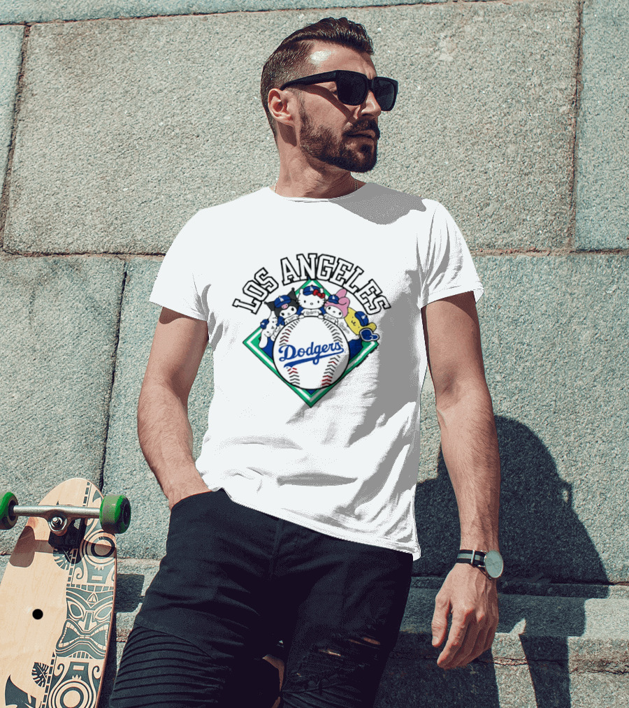 Los Angeles Dodgers Sanrio Baseball Characters T-Shirt