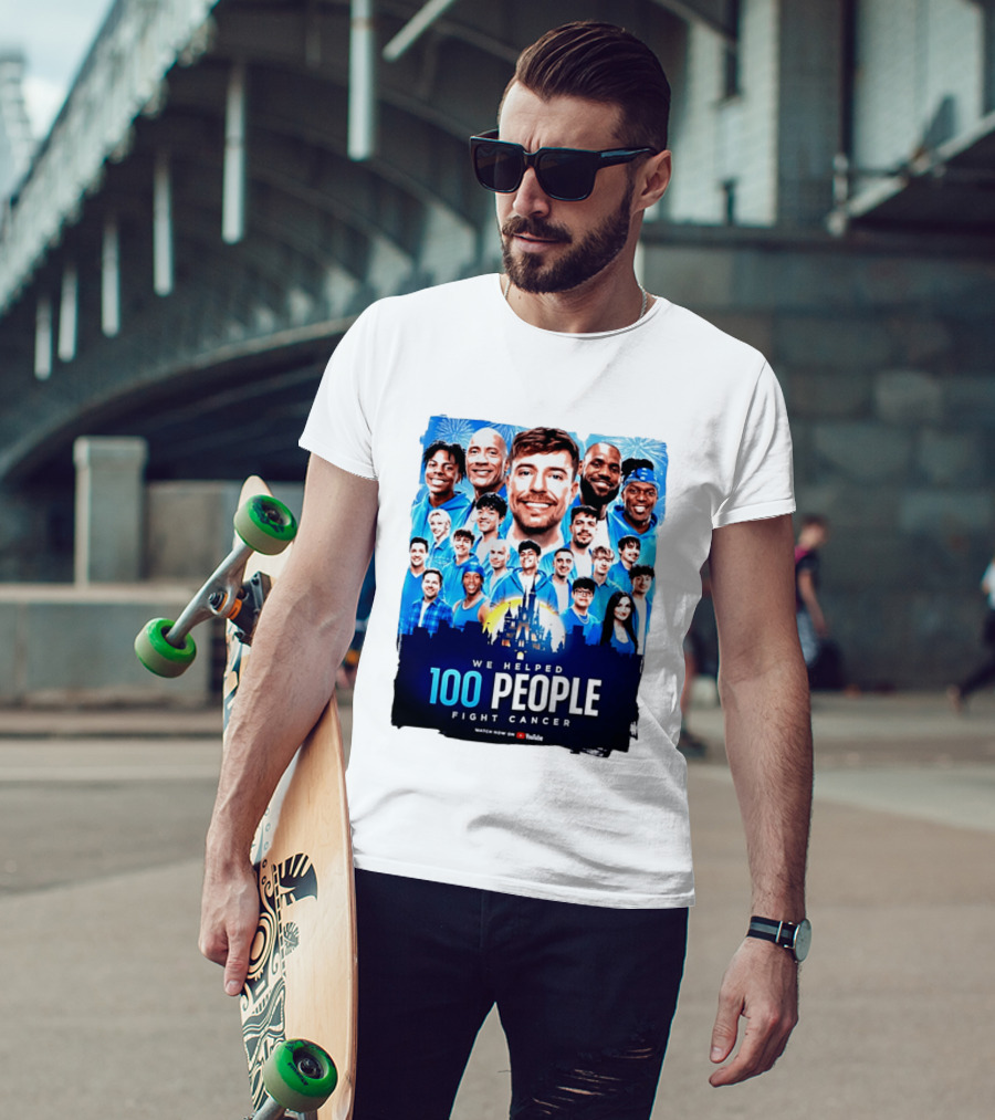 Mrbeast We Helped 100 People Fight Cancer YouTube Video Collaboration T-Shirt