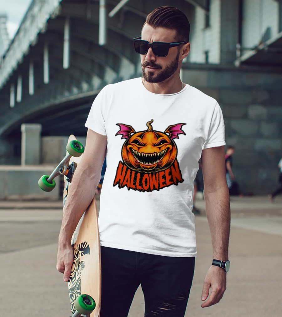 Halloween Bat Winged Jack O' Lantern Pumpkin T-Shirt