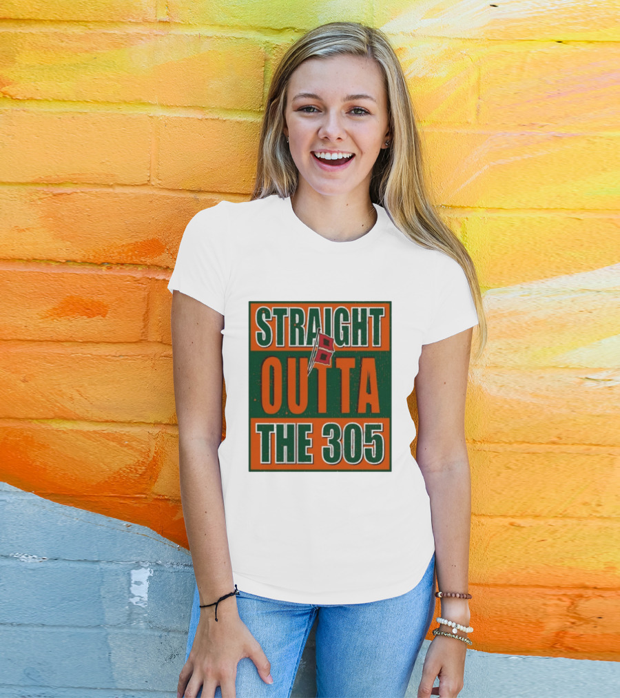 Straight Outta The 305 Miami Hurricane Spirit Flag T-Shirt