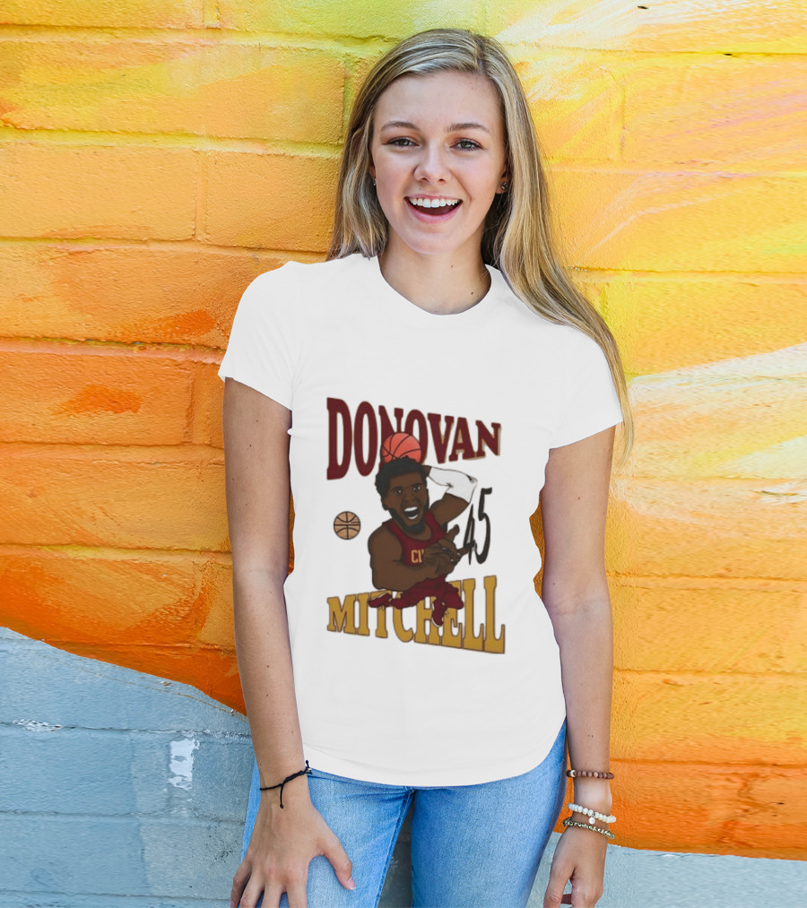 Donovan Mitchell Cleveland Cavaliers Basketball Number 45 Dunking T-Shirt