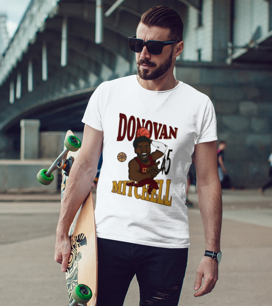 Donovan Mitchell Cleveland Cavaliers Basketball Number 45 Dunking T-Shirt
