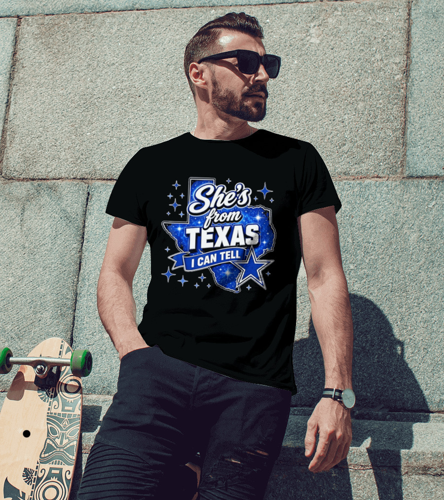 She's From Texas I Can Tell Star Blue Texas T-Shirt