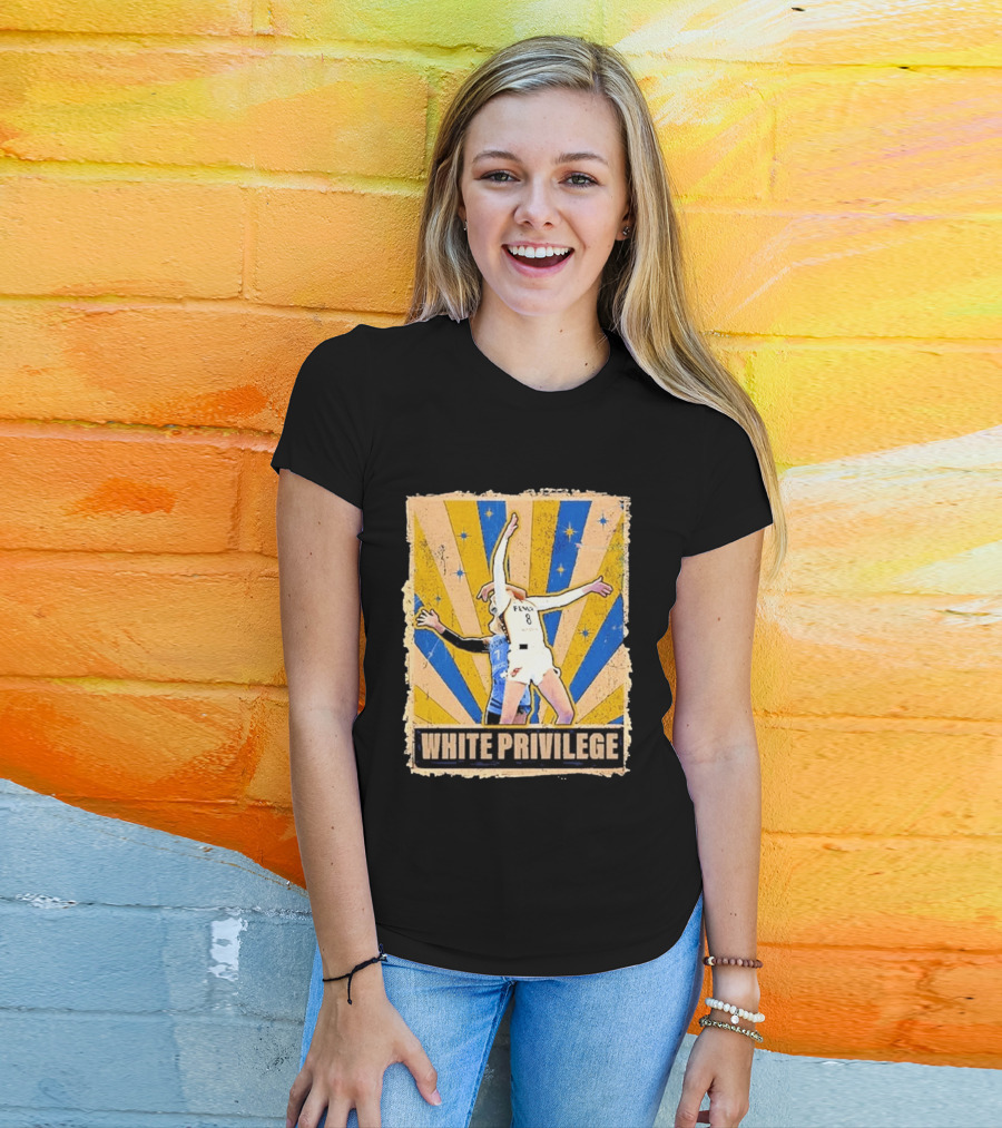 White Privilege Basketball Collision Moment Blue Yellow Starburst T-Shirt