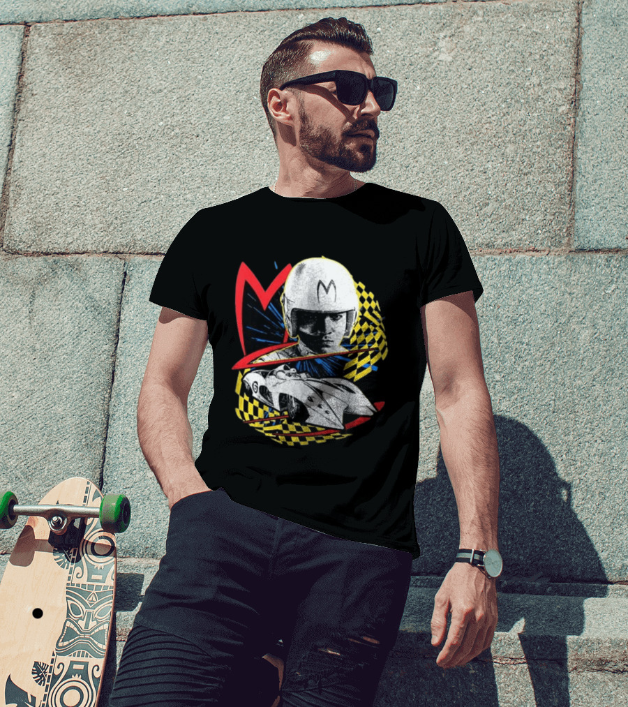 World Racing League WRL Speed Racer Mach 5 Checkered Flag Racing T-Shirt