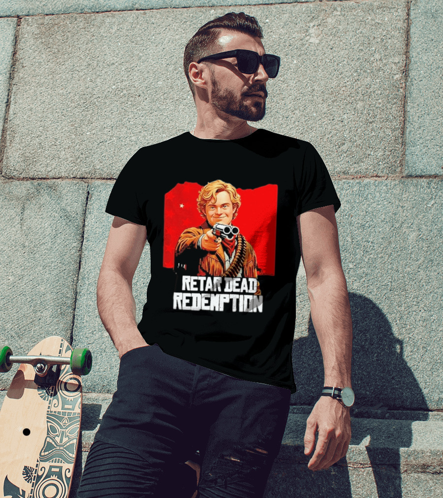 Retar Dead Redemption Western Cowboy And Revolver T-Shirt
