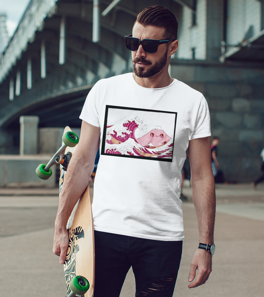 Kawaii Great Wave Pink Mountain Anime T-Shirt