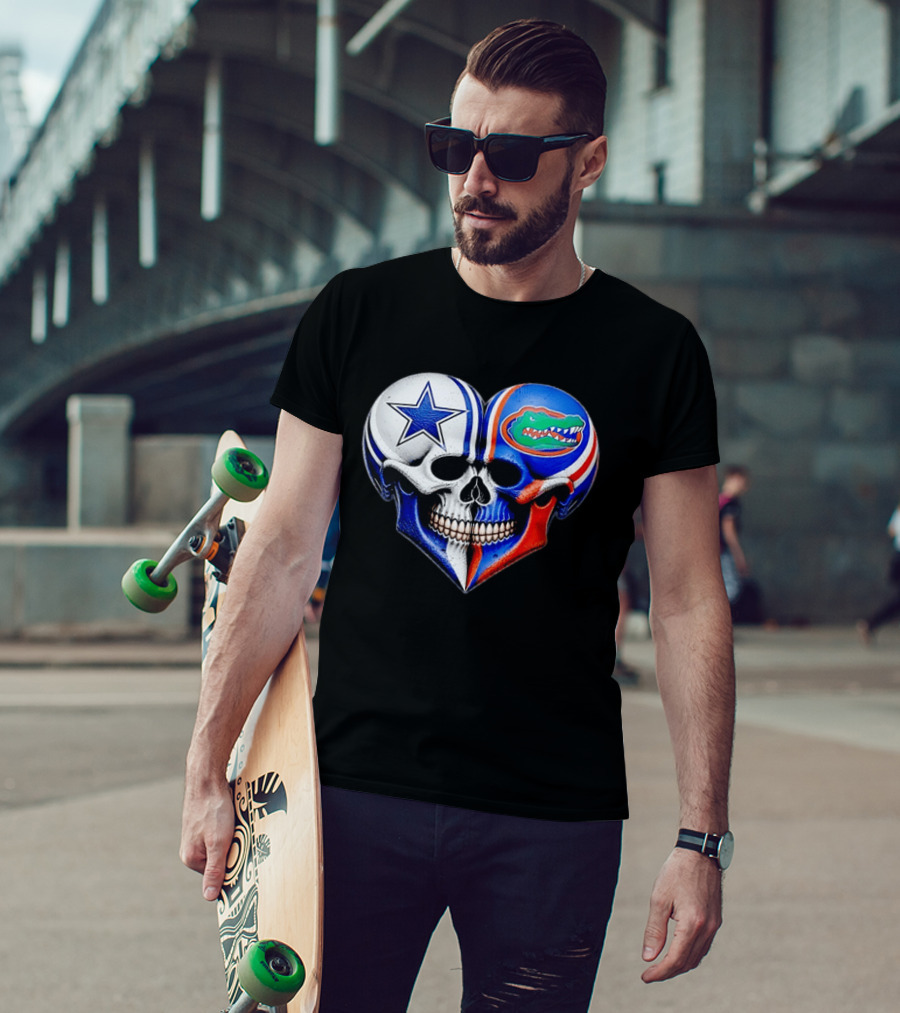 Dallas Cowboys Florida Gators Heart Skull T-Shirt