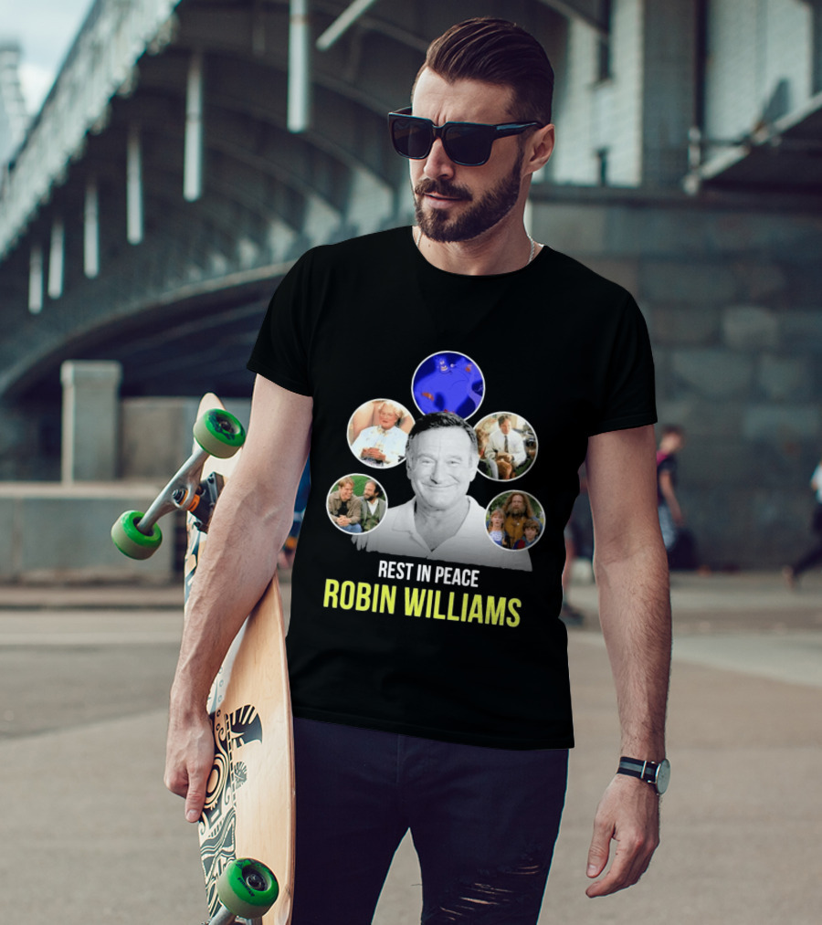 Rest In Peace Robin Williams Aladdin Genie Mrs. Doubtfire Jumanji Good Will Hunting T-Shirt