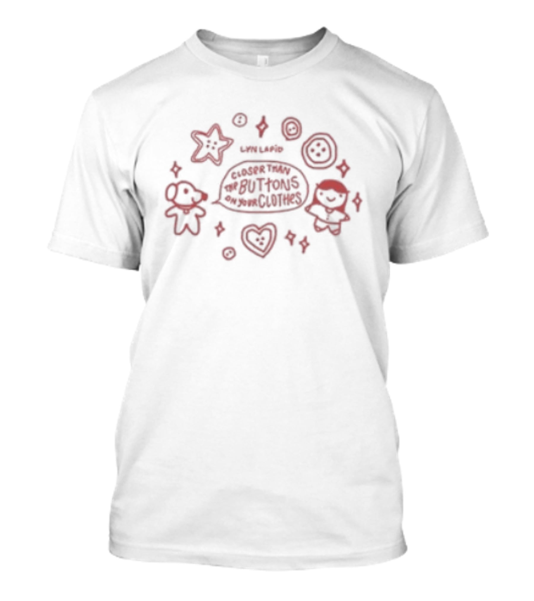 Lyn Lapid Store Buttons Colorful Stars Hearts And Mushroom T-Shirt