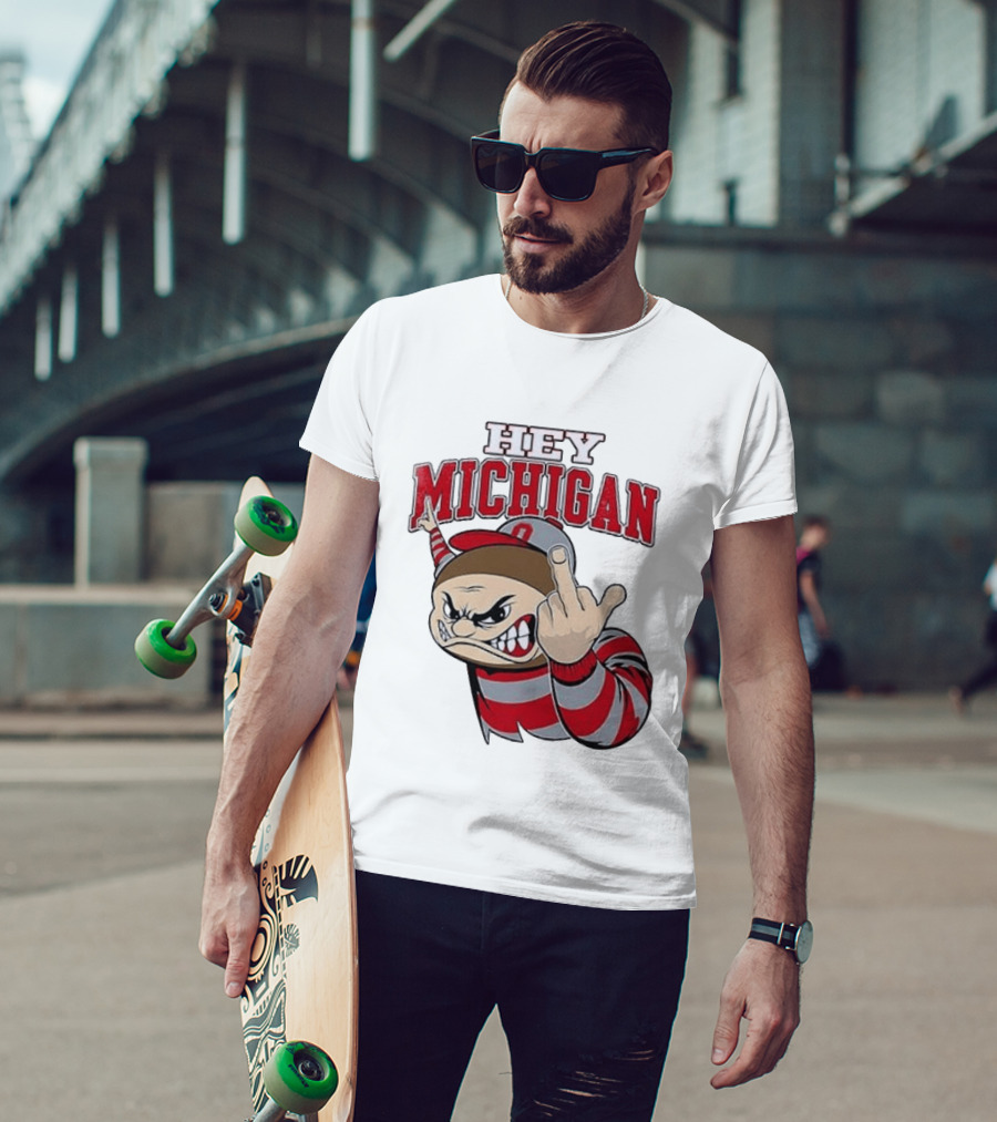 Ohio State Buckeyes Hey Michigan Middle Finger T-Shirt