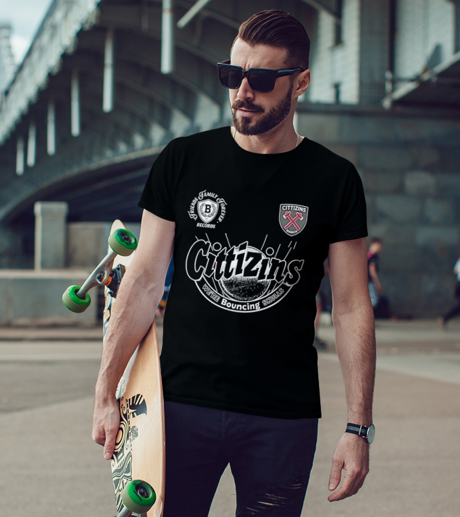 Cittizins We're Bouncing Skulls Friends Family Forever Records Football T-Shirt