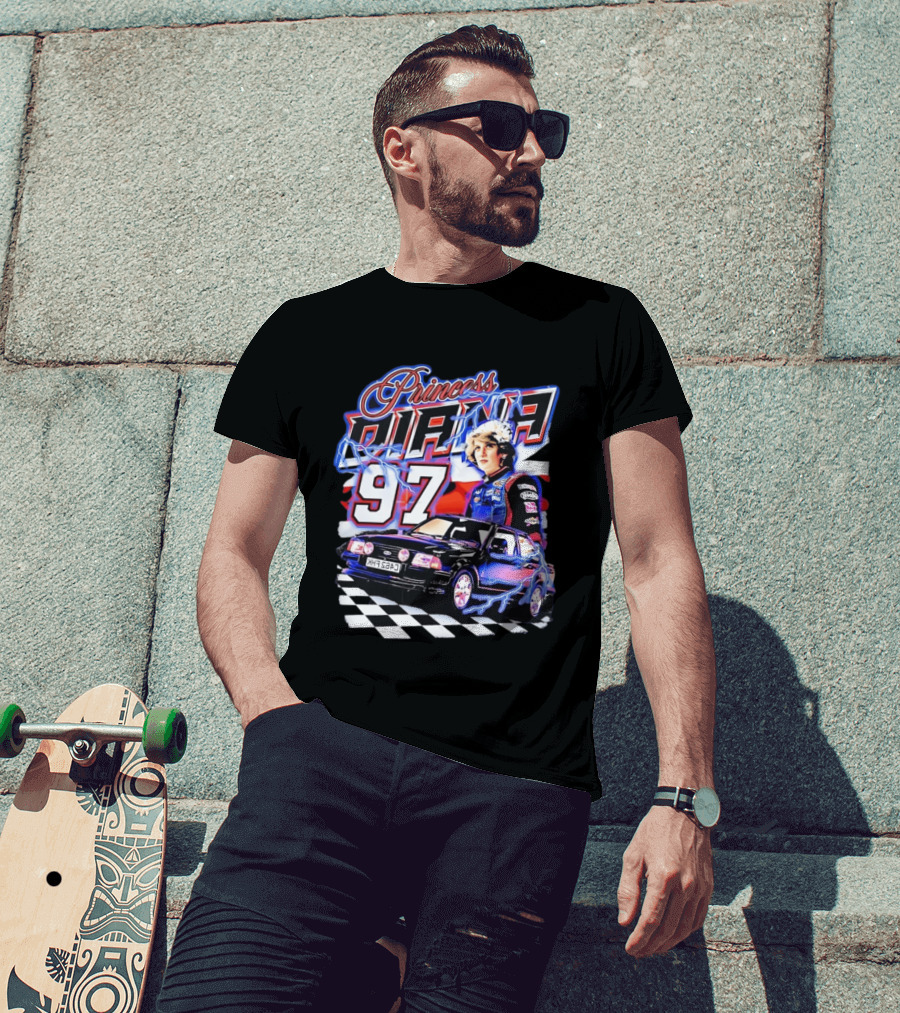 Princess Diana 97 Racing NASCAR Checkered Lightning Car T-Shirt