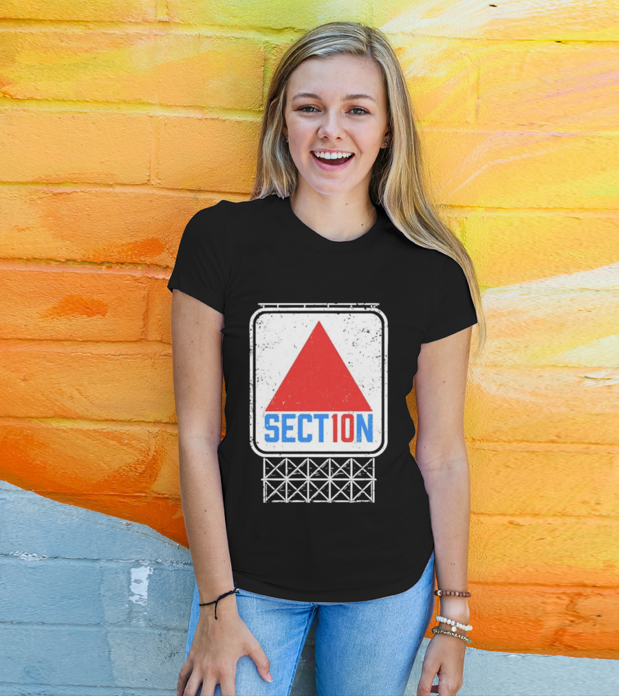 Section 10 Distressed Red Triangle Sign Retro Look S10 T-Shirt