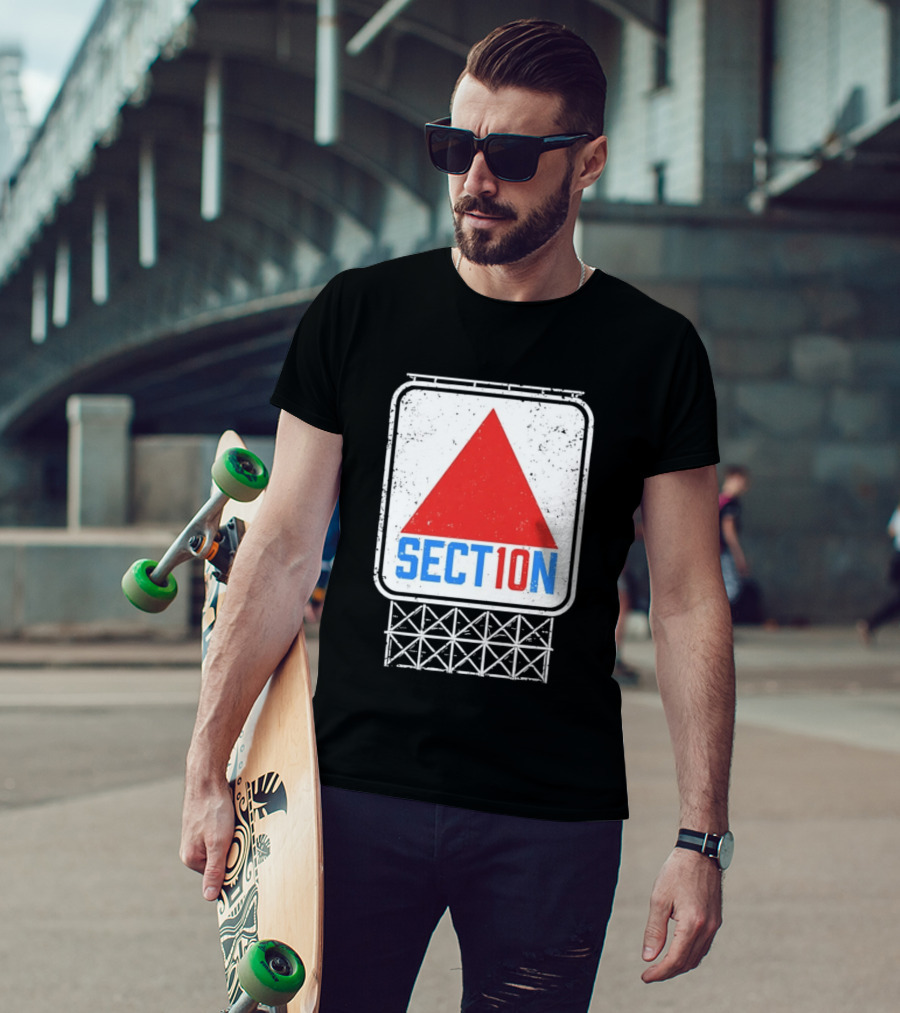 Section 10 Distressed Red Triangle Sign Retro Look S10 T-Shirt