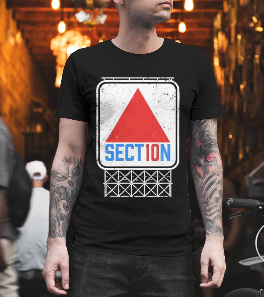 Section 10 Distressed Red Triangle Sign Retro Look S10 T-Shirt