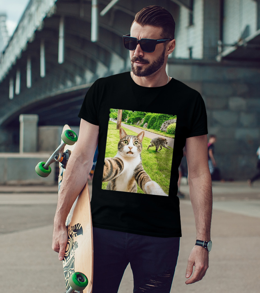 Tabby Cat Selfie With Jimothy Raccoon 2026 Seattle Legend Meme T-Shirt