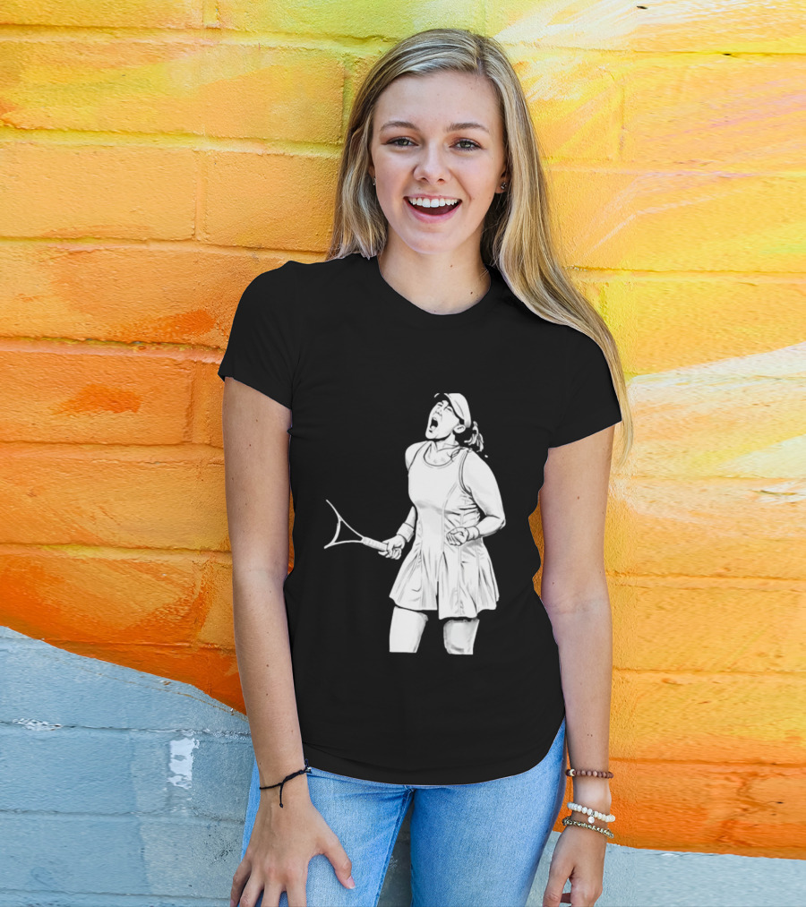 Tennis Player Celebrating Victory Power Grit Determination Black T-Shirt