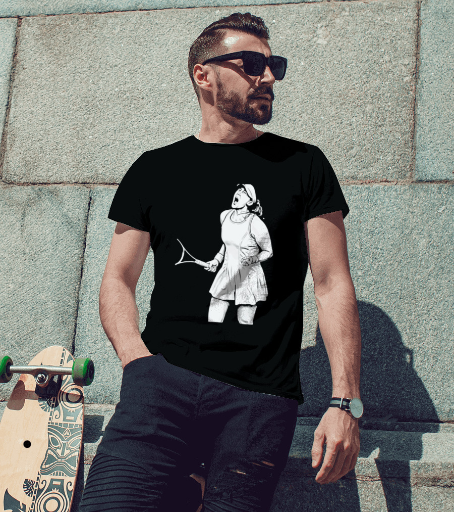 Tennis Player Celebrating Victory Power Grit Determination Black T-Shirt