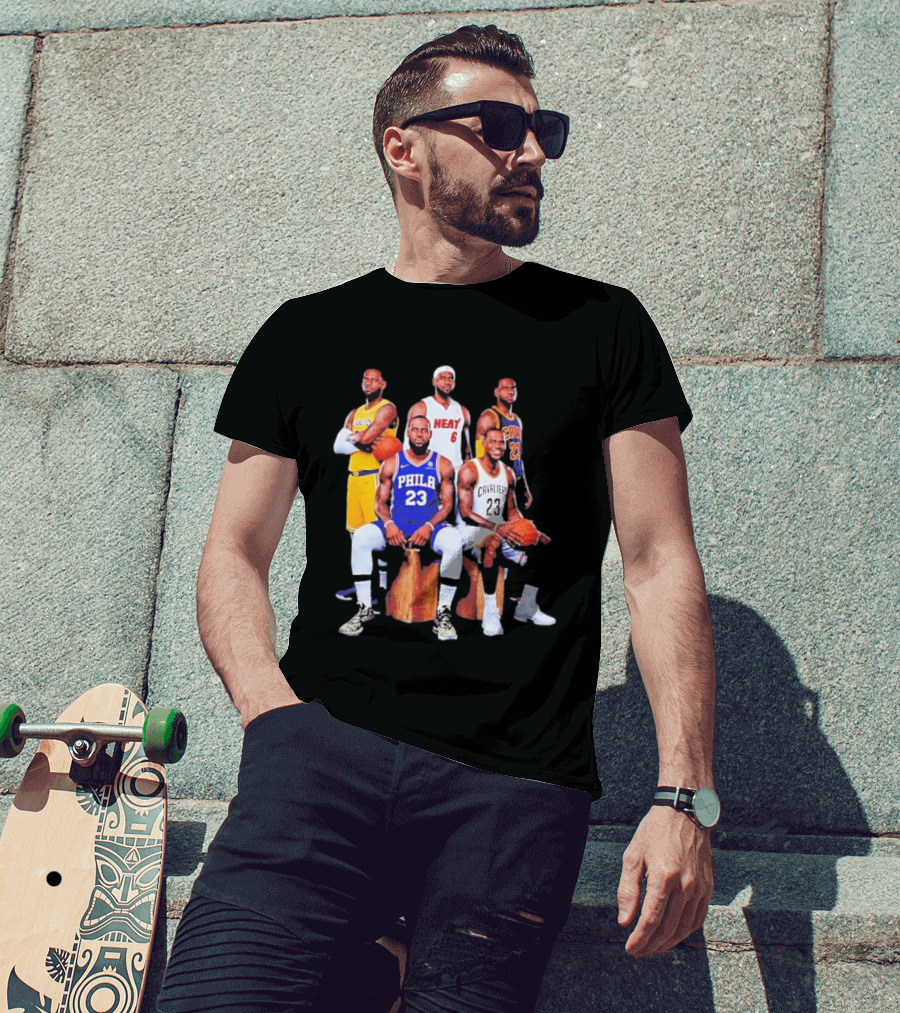 Lebron James 76ers Lakers Heat Cavaliers Basketball Player Iconic Jerseys 2026 T-Shirt