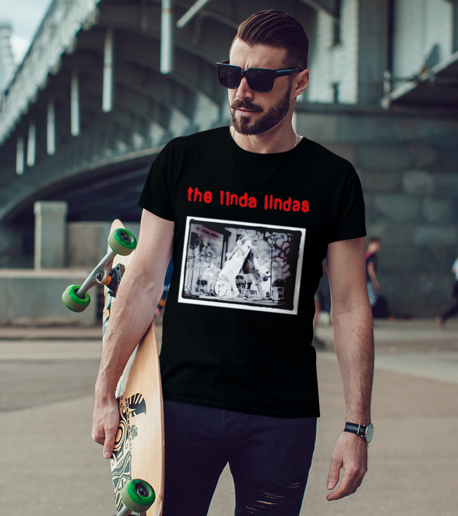 The Linda Lindas Live Performance Punk Rock Black And White Stage Scene T-Shirt