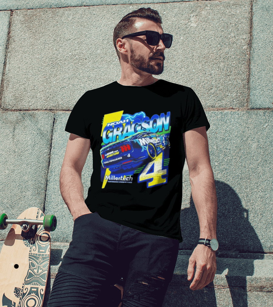 Noah Gragson Millertech Performance Lithium Batteries No 4 Ford Racing Powering Your Adventure T-Shirt