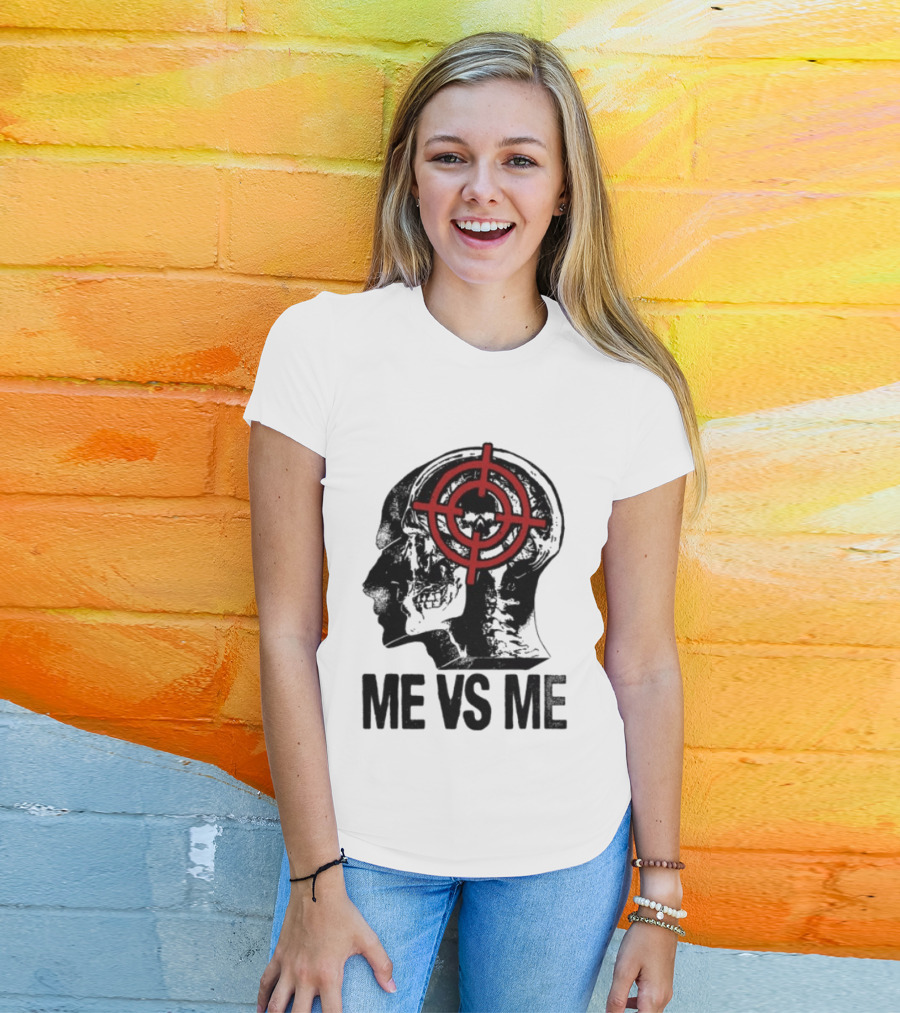 Get A Real Job Kid Store Me Vs Me White Target Head T-Shirt