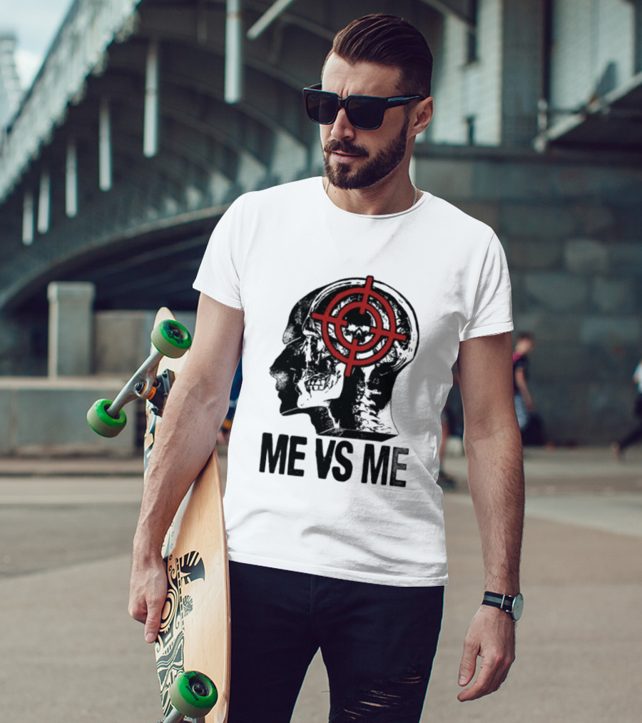 Get A Real Job Kid Store Me Vs Me White Target Head T-Shirt