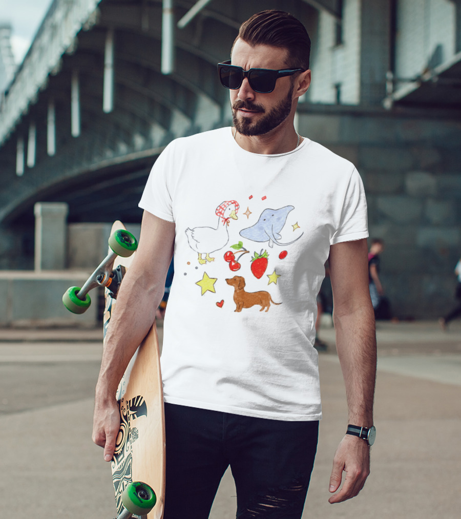 Goose Stingray Strawberry Cherry Dachshund Stars Nature T-Shirt