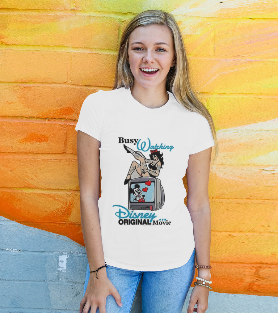 Busy Ing Disney Original Movie Retro Style With Mickey TV And Pin Up T-Shirt