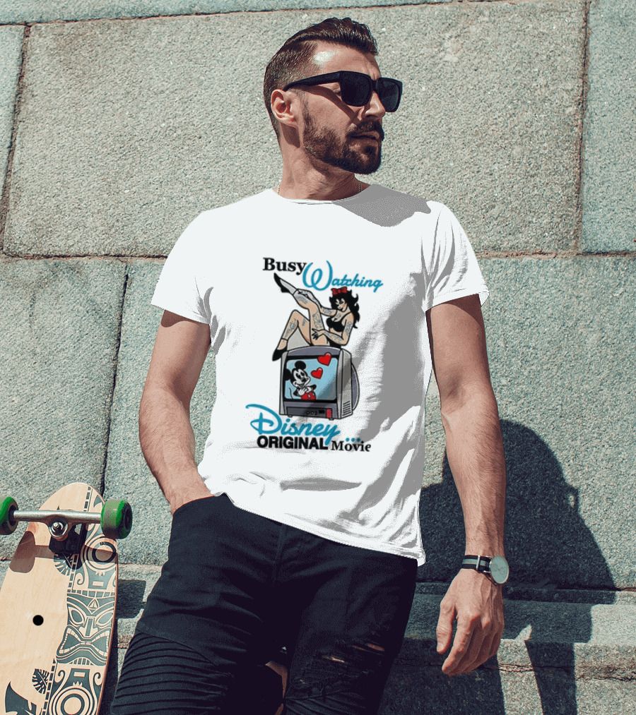 Busy Ing Disney Original Movie Retro Style With Mickey TV And Pin Up T-Shirt