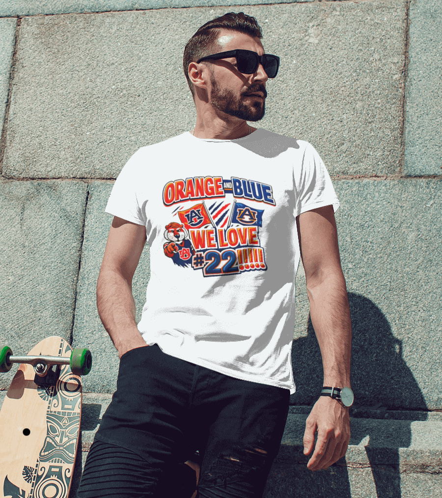 Auburn Tigers Orange And Blue We Love #22 Paws Up Enthusiasts T-Shirt