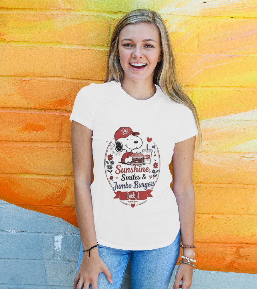 Peanuts Snoopy Sunshine Smiles Jumbo Burgers Collaboration With Jack In The Box T-Shirt