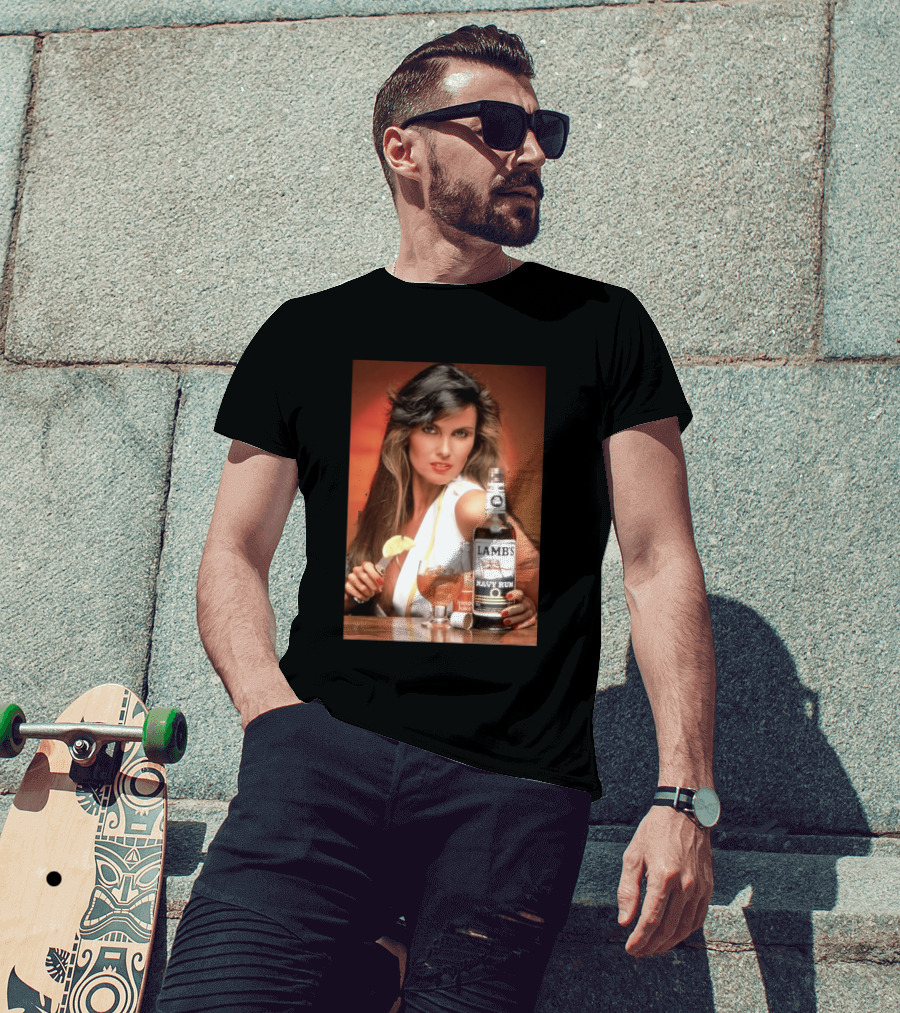 Lamb's Navy Rum Caroline Munro Orange Juice Cocktail Advertising T-Shirt