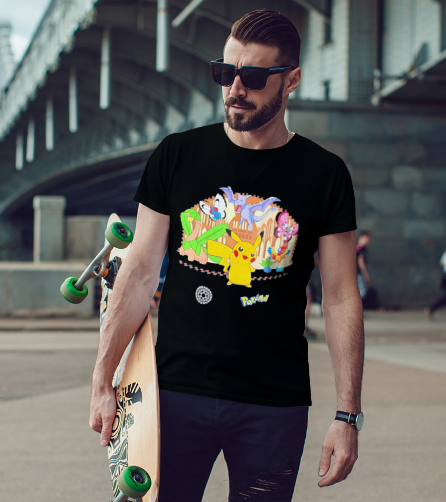Pokecology Pikachu Aerodactyl Butterfree Vivillon Lileep Natural History Museum Collaboration T-Shirt