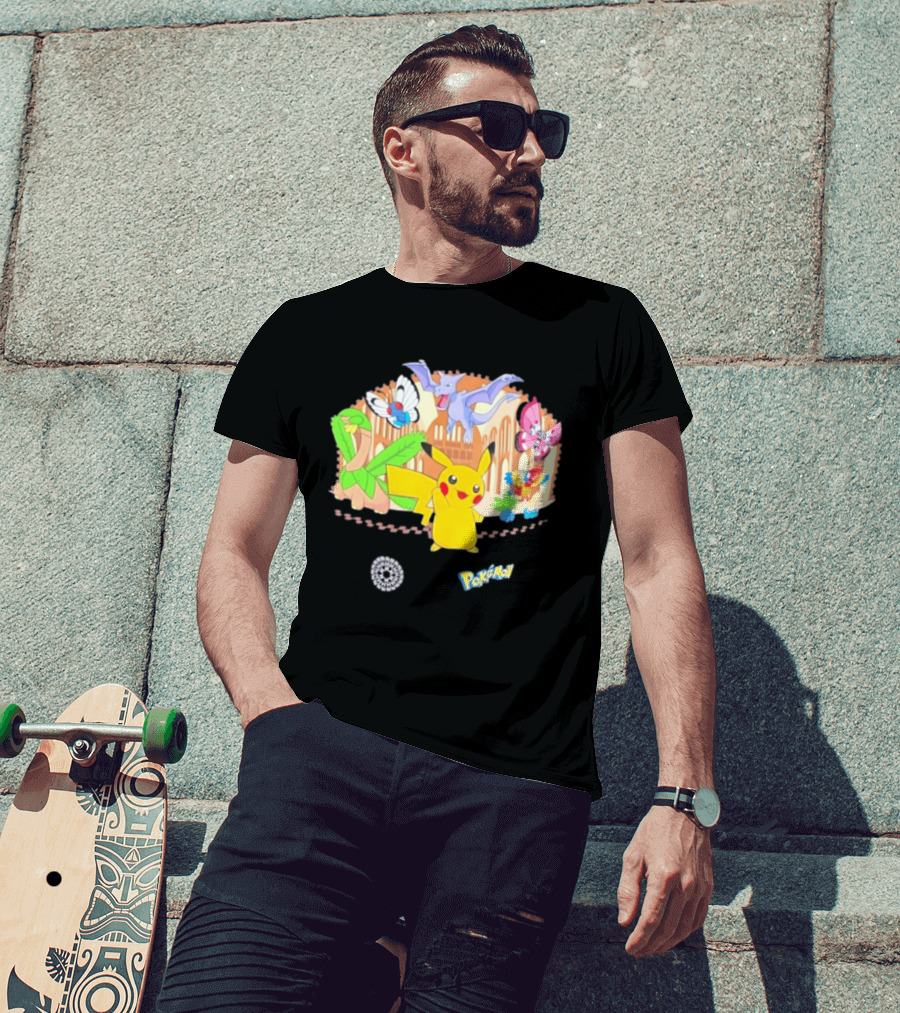 Pokecology Pikachu Aerodactyl Butterfree Vivillon Lileep Natural History Museum Collaboration T-Shirt