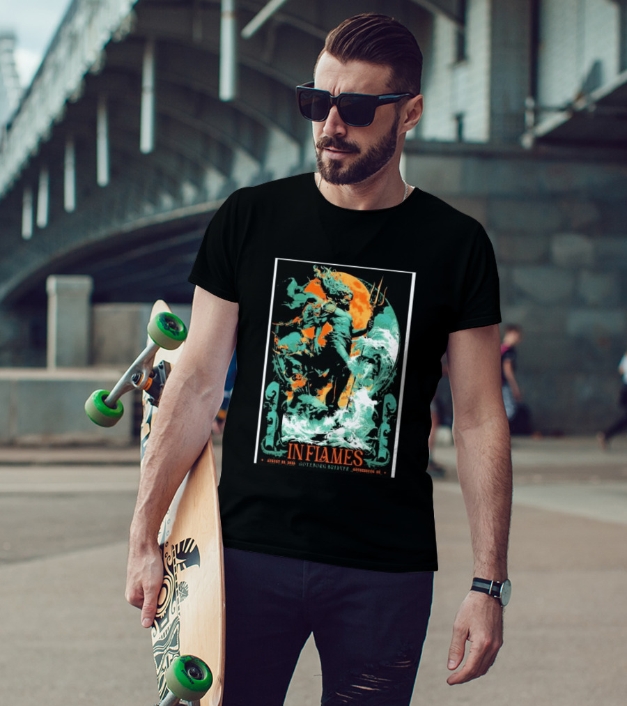 In Flames Göteborg Brinner August 22 2026 Poseidon Trident Concert Event Gothenburg SE T-Shirt