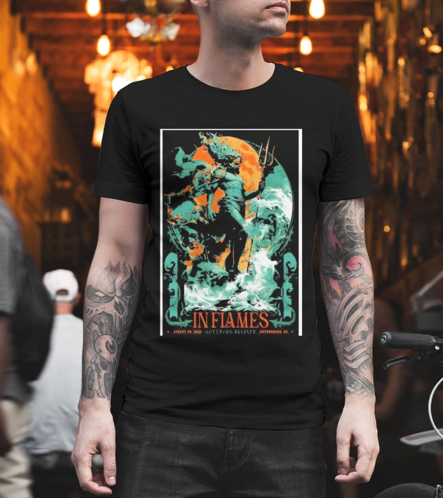 In Flames Göteborg Brinner August 22 2026 Poseidon Trident Concert Event Gothenburg SE T-Shirt