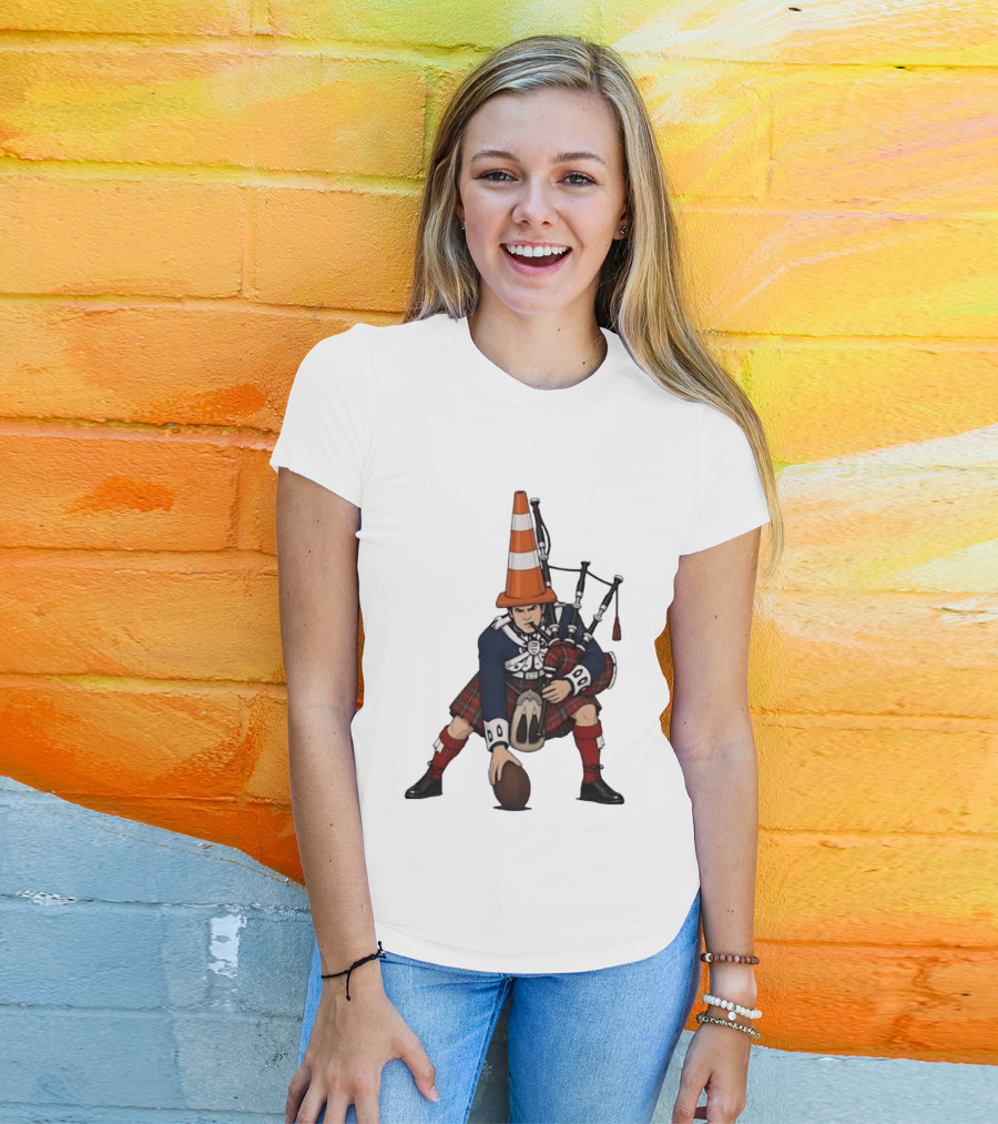 Scottish Bagpiper Traffic Cone American Football Fusion T-Shirt