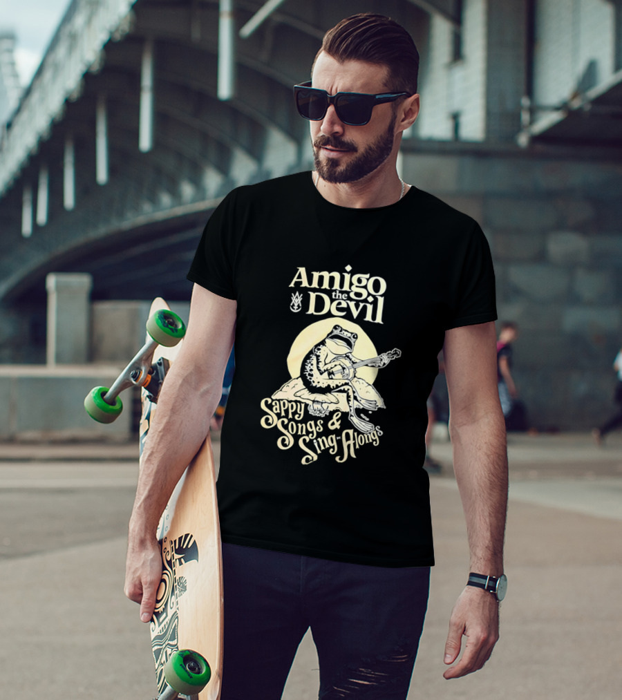 Amigo The Devil Sappy Songs And Sing Alongs Frog Playing Banjo T-Shirt
