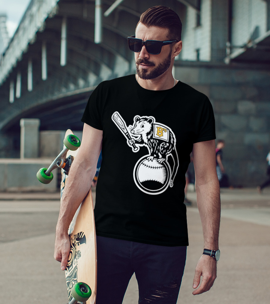B's Baseball Opossum Batting On Ball T-Shirt
