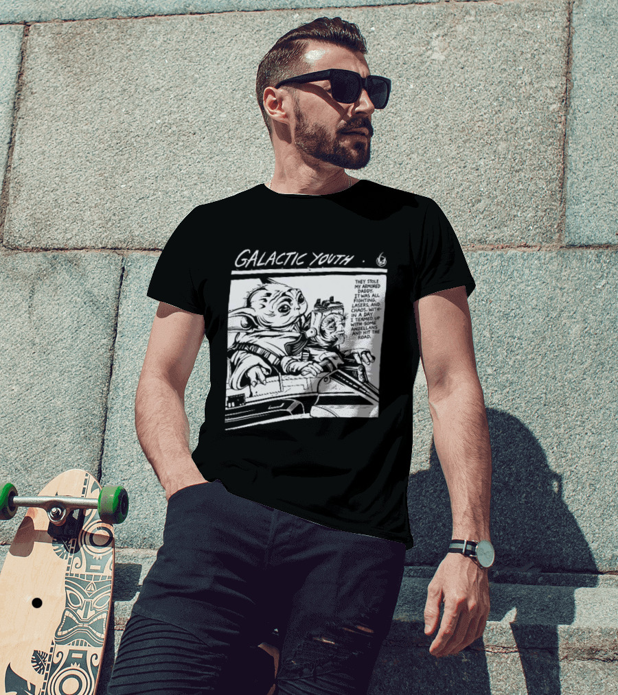 Grogu And Babu Frik Star Wars Galactic Youth They Stole My Armored Daddy T-Shirt