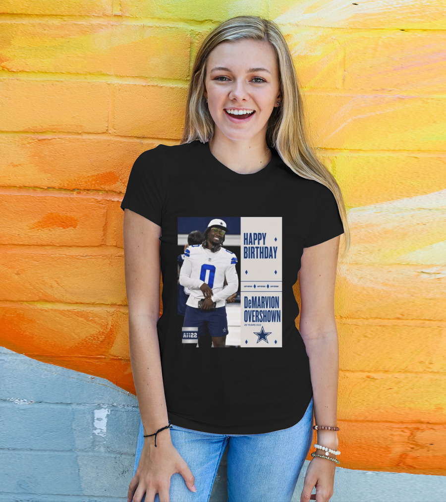 Happy Birthday DeMarvion Overshown 26 Years Old Dallas Cowboys Linebacker Celebration T-Shirt